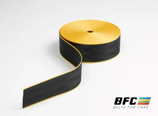 Cinta negra/amarilla standard para cinturón de seguridad